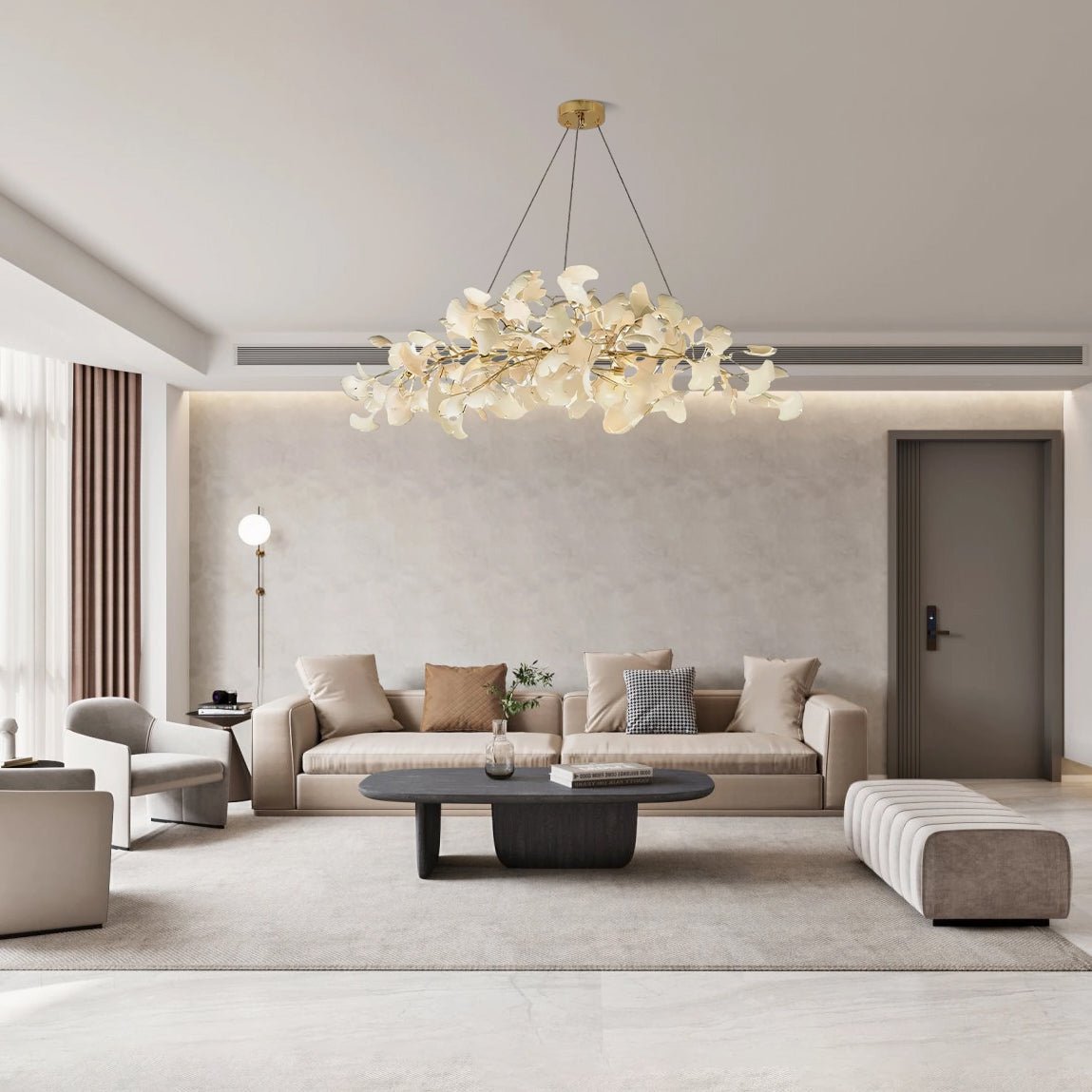 Gingko Chandelier N Luxury Ceramic Leaf Ceiling Light Gold White Nickel Finish