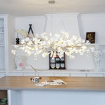 Gingko Chandelier N Luxury Ceramic Leaf Ceiling Light Gold White Nickel Finish