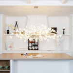 Gingko Chandelier N Luxury Ceramic Leaf Ceiling Light Gold White Nickel Finish