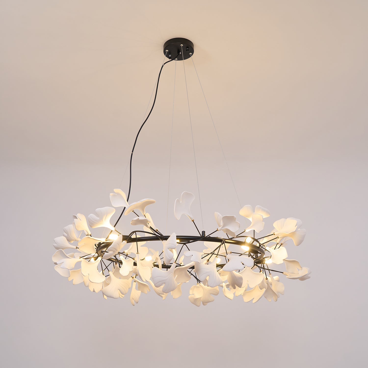 Gingko Chandelier O Luxury Ceramic Leaf Ceiling Light
