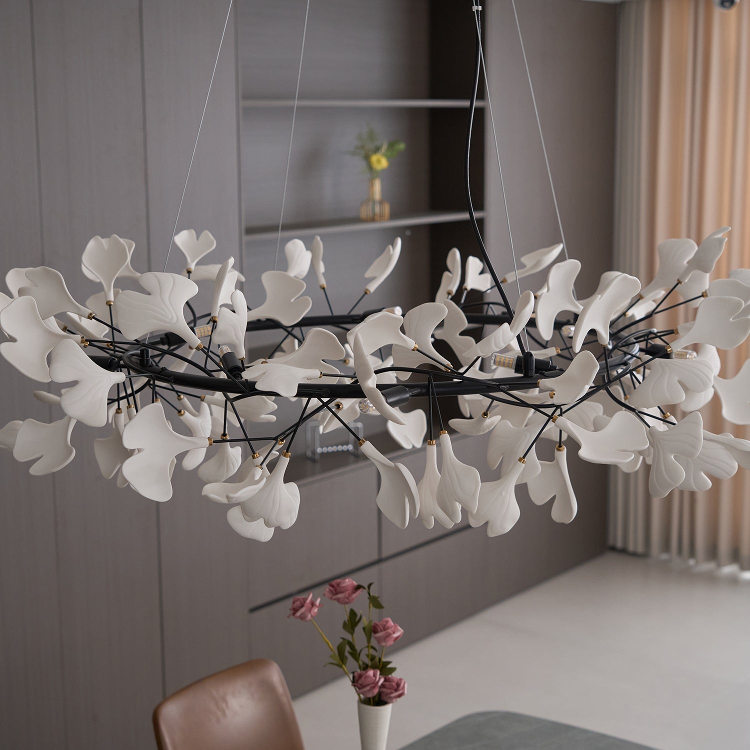 Gingko Chandelier O Luxury Ceramic Leaf Ceiling Light