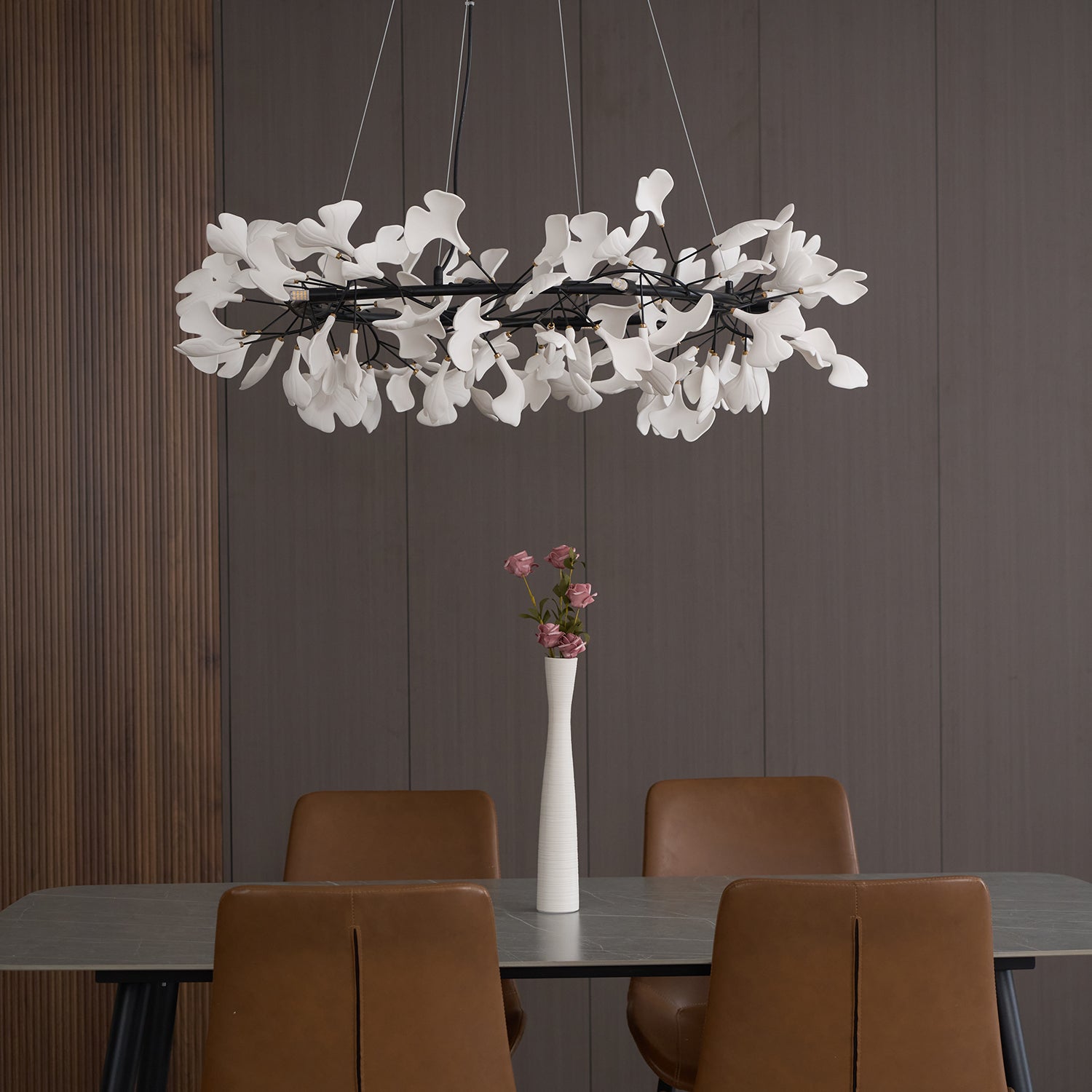 Gingko Chandelier O Luxury Ceramic Leaf Ceiling Light