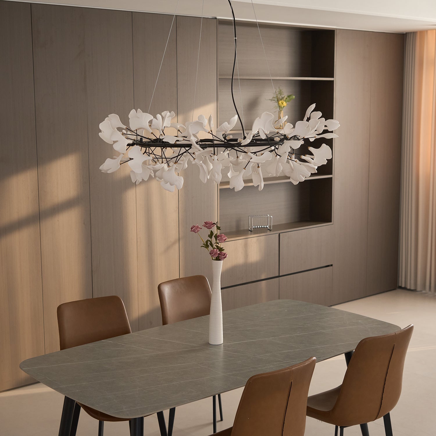 Gingko Chandelier O Luxury Ceramic Leaf Ceiling Light