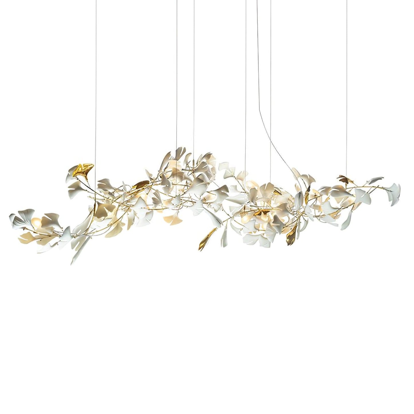 Gold White Leaves Combination Gingko Chandeliers - YIOSI