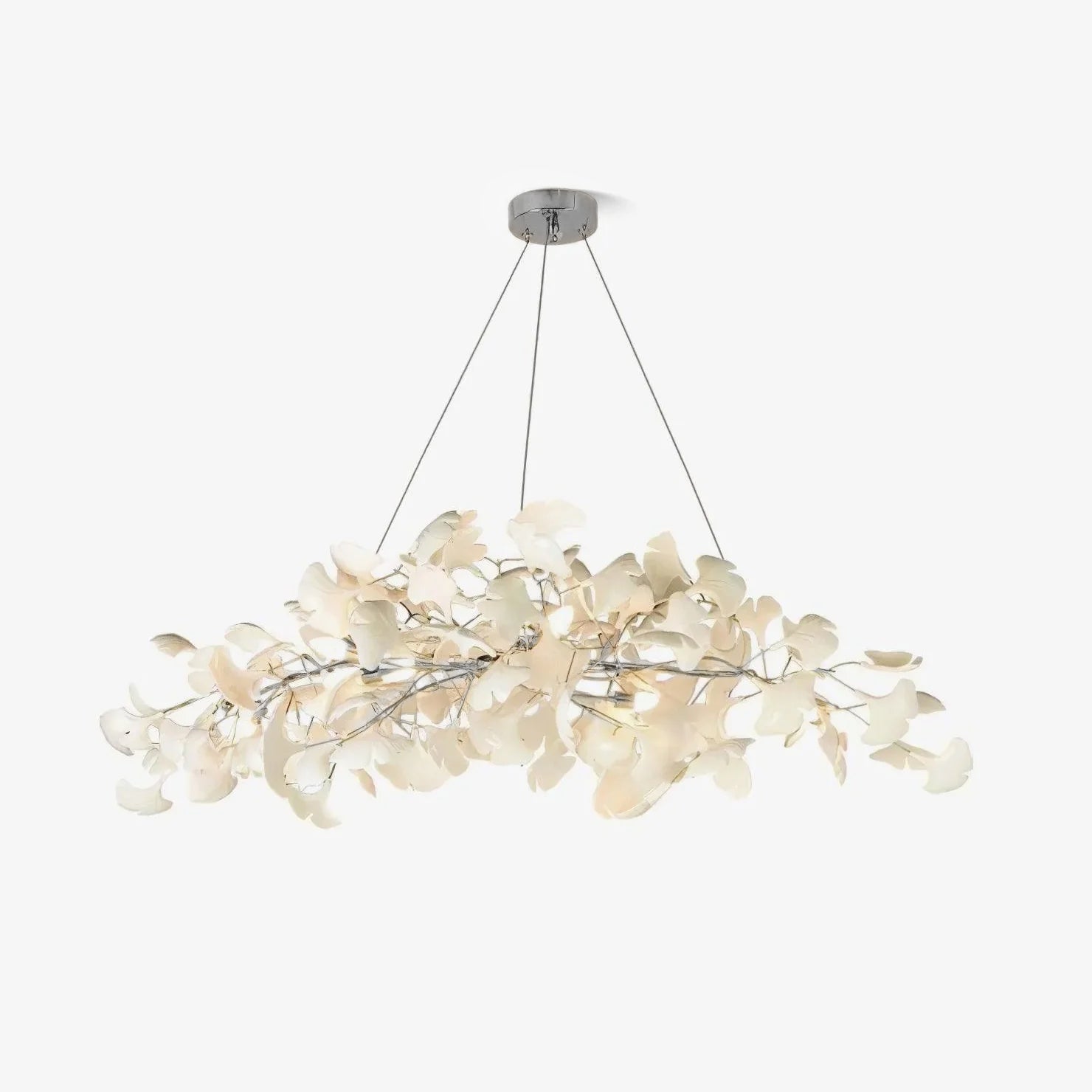 Gingko Chandelier N Luxury Ceramic Leaf Ceiling Light Gold White Nickel Finish