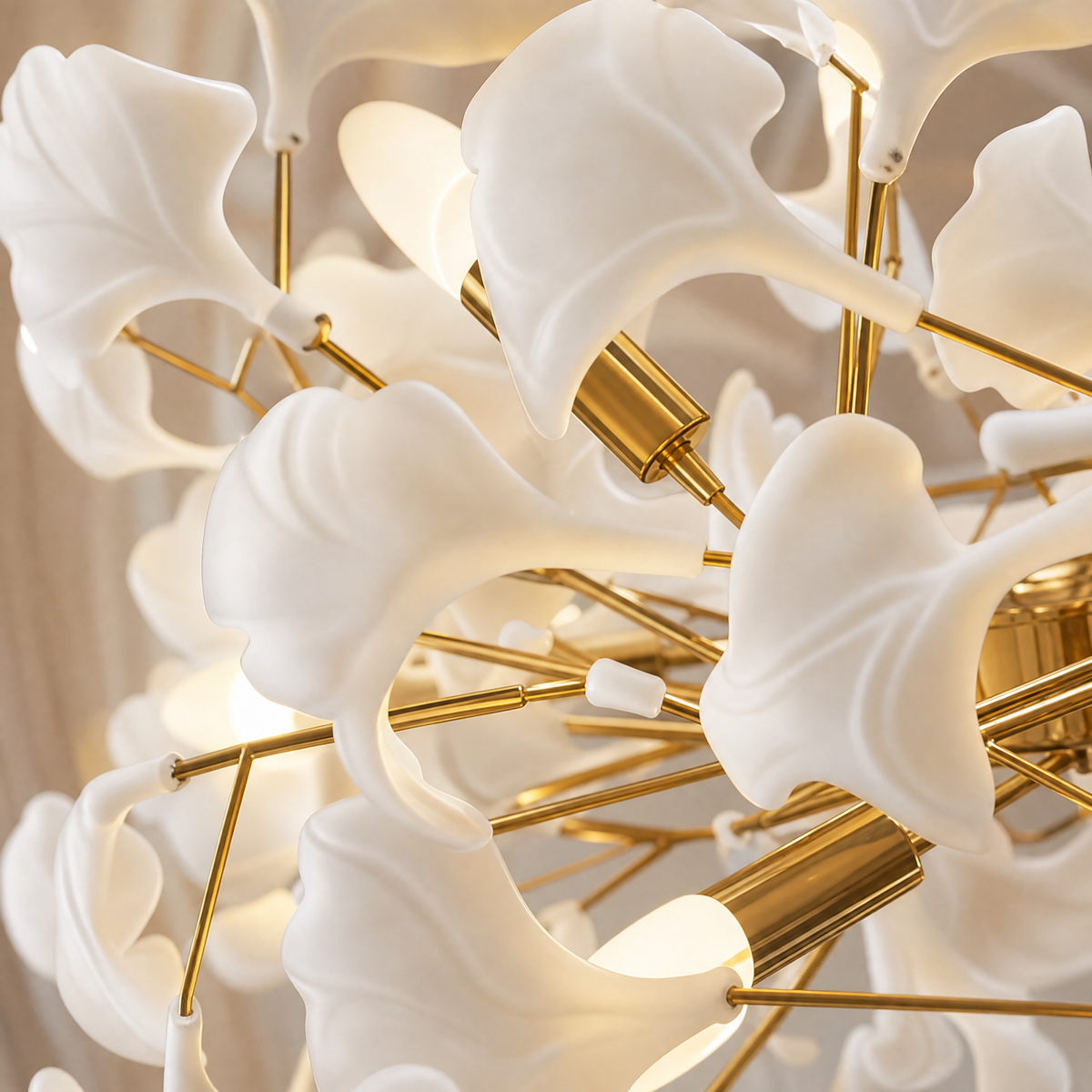 Ginkgo Glamorous White Porcelain Chandelier