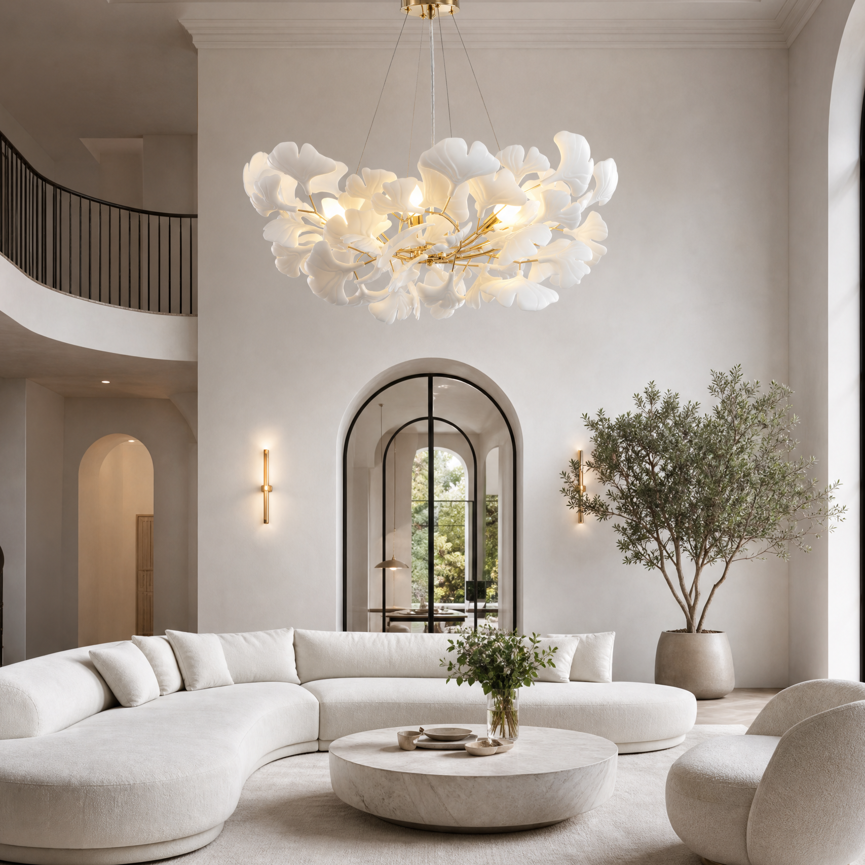 Ginkgo Glamorous White Porcelain Chandelier