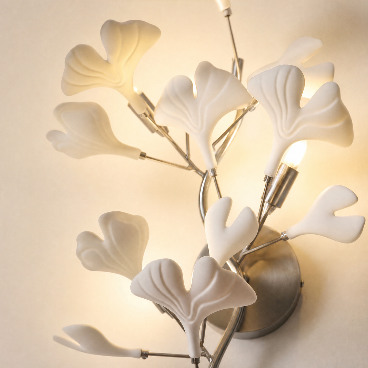 Ginkgo Leaf Ceramic Wall Sconce for Bedroom Hallway Living Room