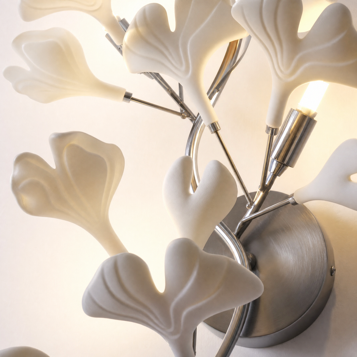Ginkgo Leaf Ceramic Wall Sconce for Bedroom Hallway Living Room