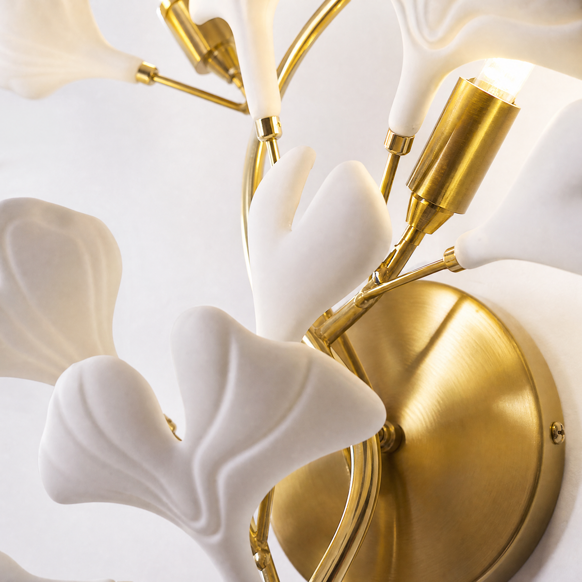 Ginkgo Leaf Ceramic Wall Sconce for Bedroom Hallway Living Room