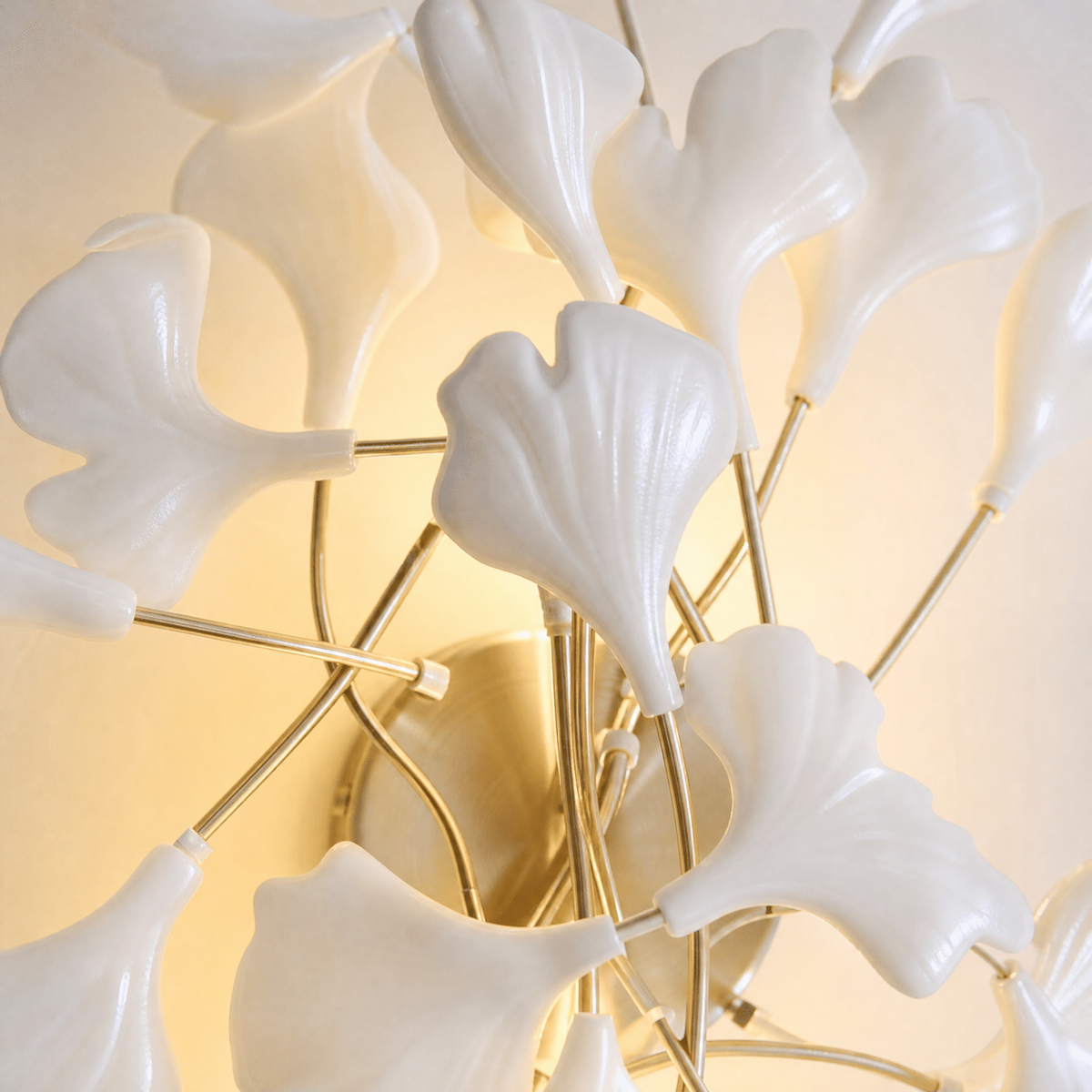 Ginkgo Leaf Ceramic Wall Sconce for Bedroom Hallway Living Room