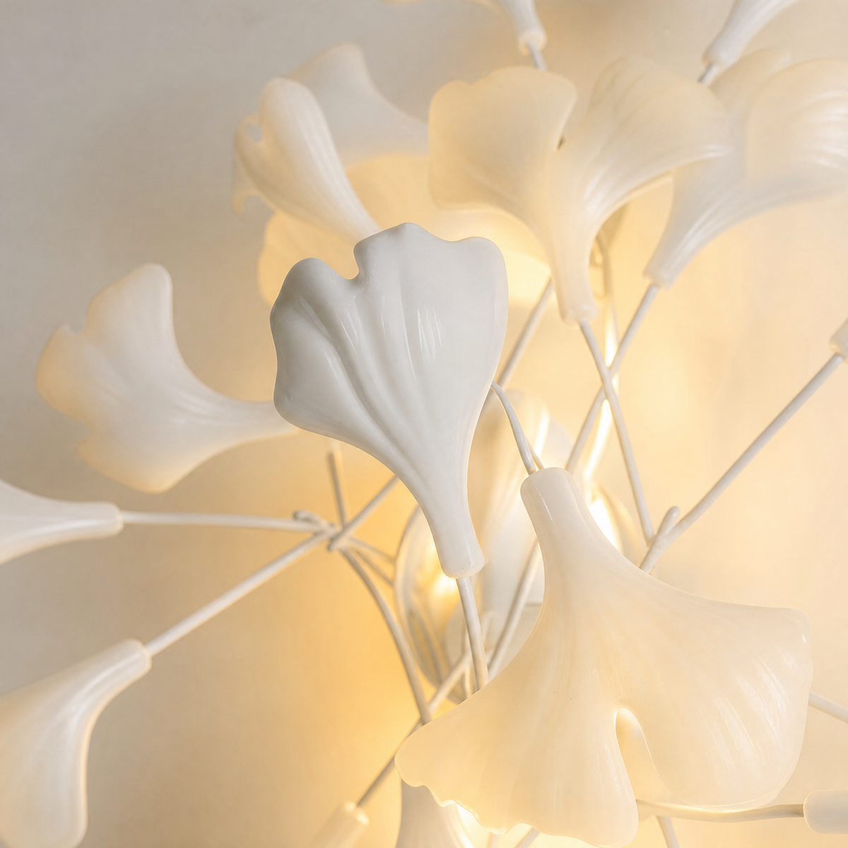 Ginkgo Leaf Ceramic Wall Sconce for Bedroom Hallway Living Room