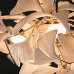 Ginkgo Leaf Linear Chandelier with Mixed Ceramic Leaves for Dining Room Kitchen Island