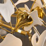 Ginkgo Leaf Linear Chandelier with Mixed Ceramic Leaves for Dining Room Kitchen Island