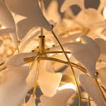 Ginkgo Leaf Linear Chandelier with Mixed Ceramic Leaves for Dining Room Kitchen Island