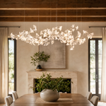 Ginkgo Leaf Linear Chandelier with Mixed Ceramic Leaves for Dining Room Kitchen Island