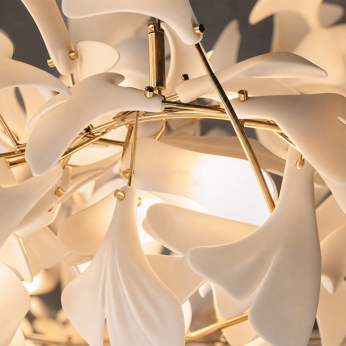 Ginkgo Leaf Linear Chandelier with Mixed Ceramic Leaves for Dining Room Kitchen Island