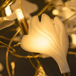 Ginkgo Leaf Linear Chandelier with Mixed Ceramic Leaves for Dining Room Kitchen Island