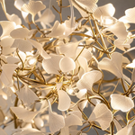 Ginkgo Swirl Ceramic Leaf Chandelier for Foyer Staircase High Ceilings