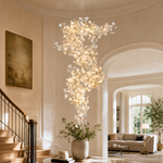 Ginkgo Swirl Ceramic Leaf Chandelier for Foyer Staircase High Ceilings