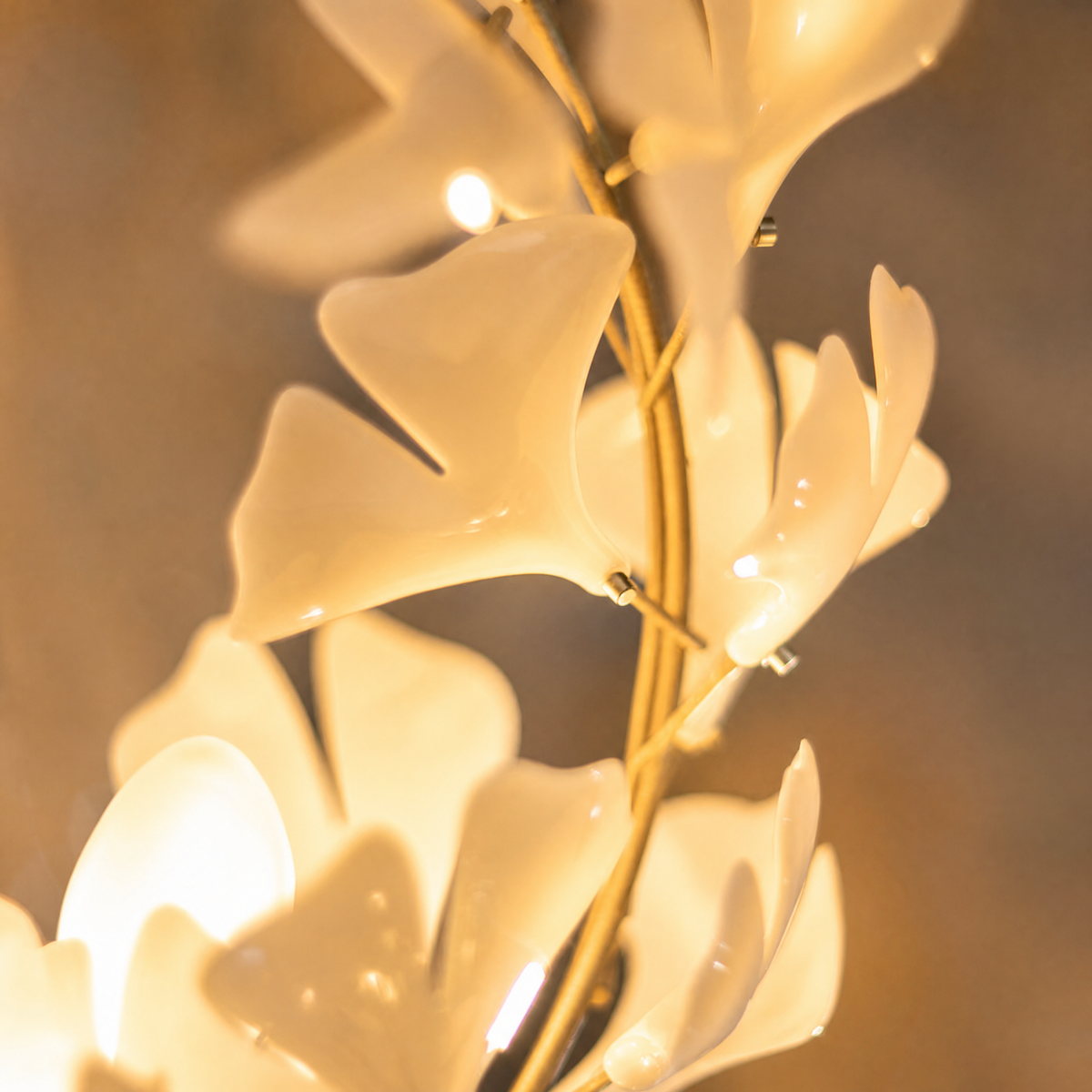 Ginkgo Swirl Ceramic Leaf Chandelier for Foyer Staircase High Ceilings