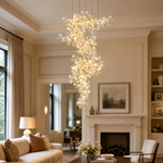 Ginkgo Swirl Ceramic Leaf Chandelier for Foyer Staircase High Ceilings