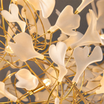 Ginkgo Swirl Ceramic Leaf Chandelier for Foyer Staircase High Ceilings