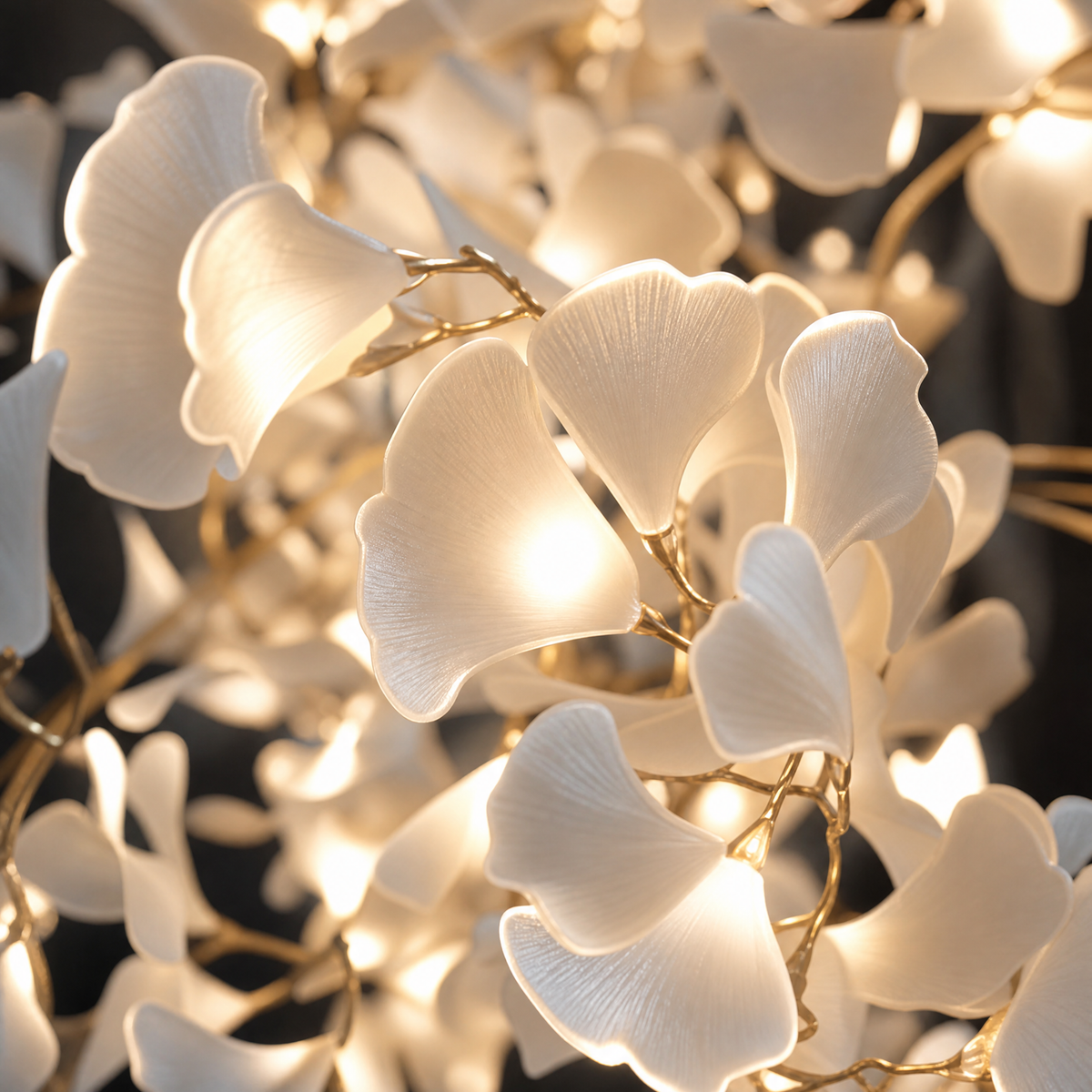 Ginkgo Swirl Ceramic Leaf Chandelier for Foyer Staircase High Ceilings
