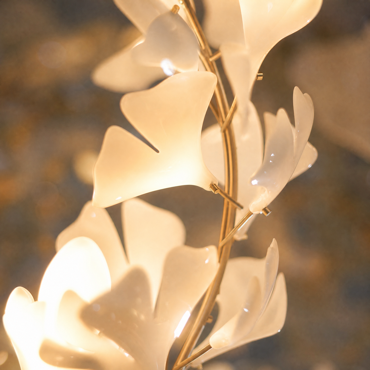 Ginkgo Swirl Ceramic Leaf Chandelier for Foyer Staircase High Ceilings