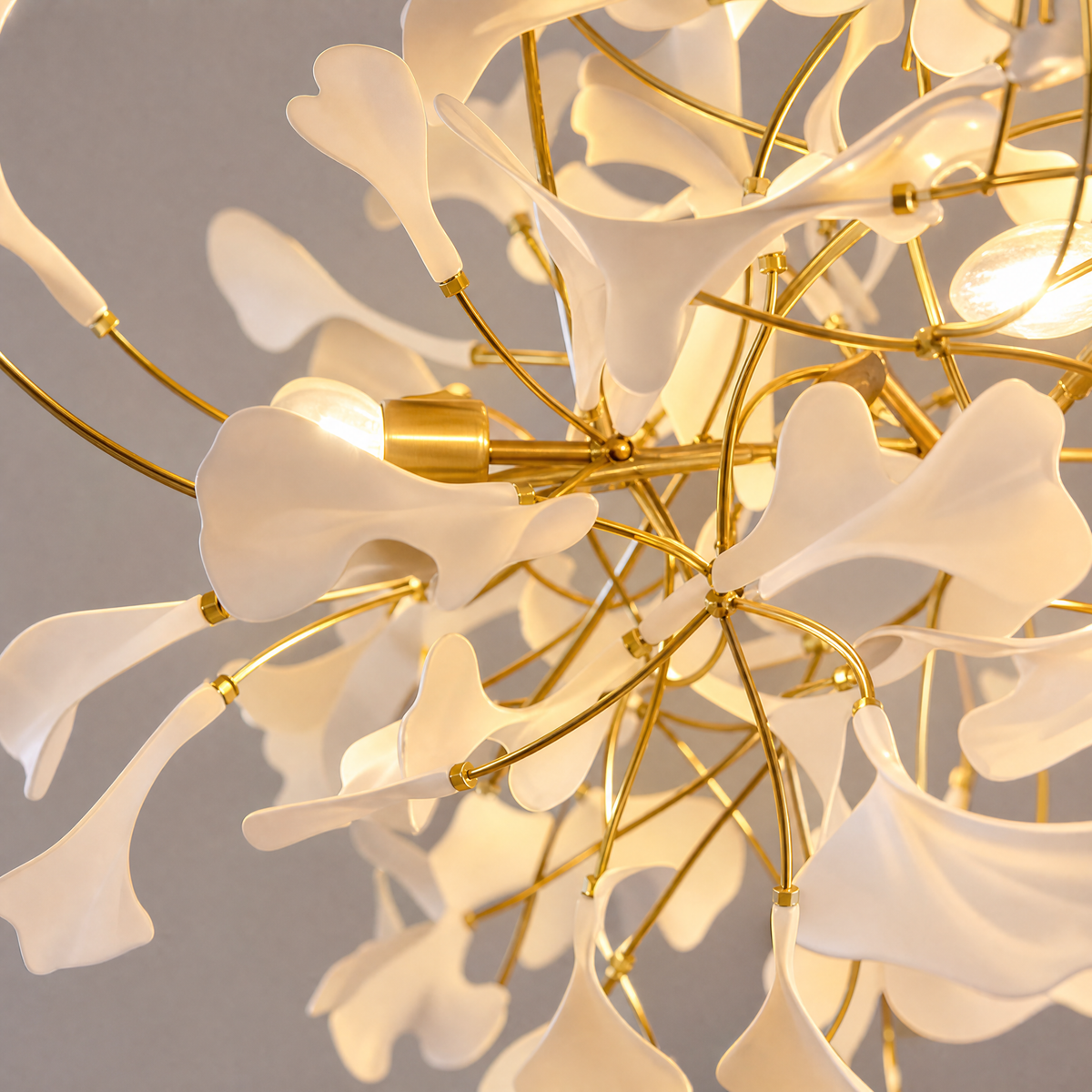 Ginkgo Swirl Ceramic Leaf Chandelier for Foyer Staircase High Ceilings