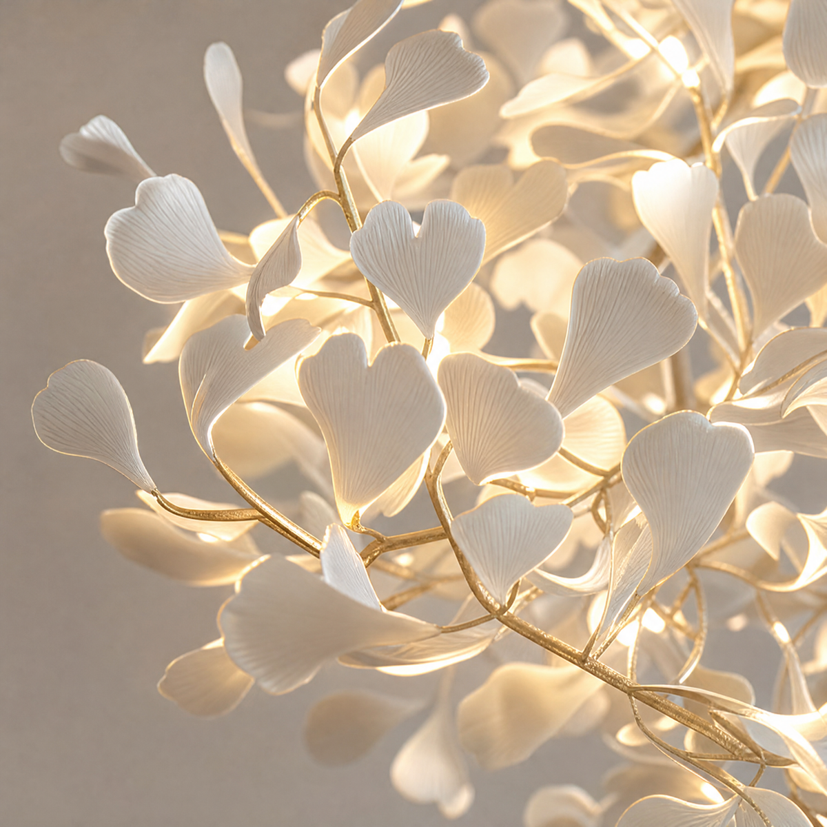 Ginkgo Swirl Ceramic Leaf Chandelier for Foyer Staircase High Ceilings