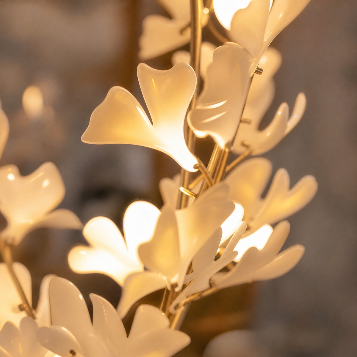 Ginkgo Swirl Ceramic Leaf Chandelier for Foyer Staircase High Ceilings