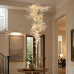 Ginkgo Swirl Ceramic Leaf Chandelier for Foyer Staircase High Ceilings