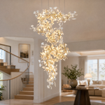 Ginkgo Swirl Ceramic Leaf Chandelier for Foyer Staircase High Ceilings