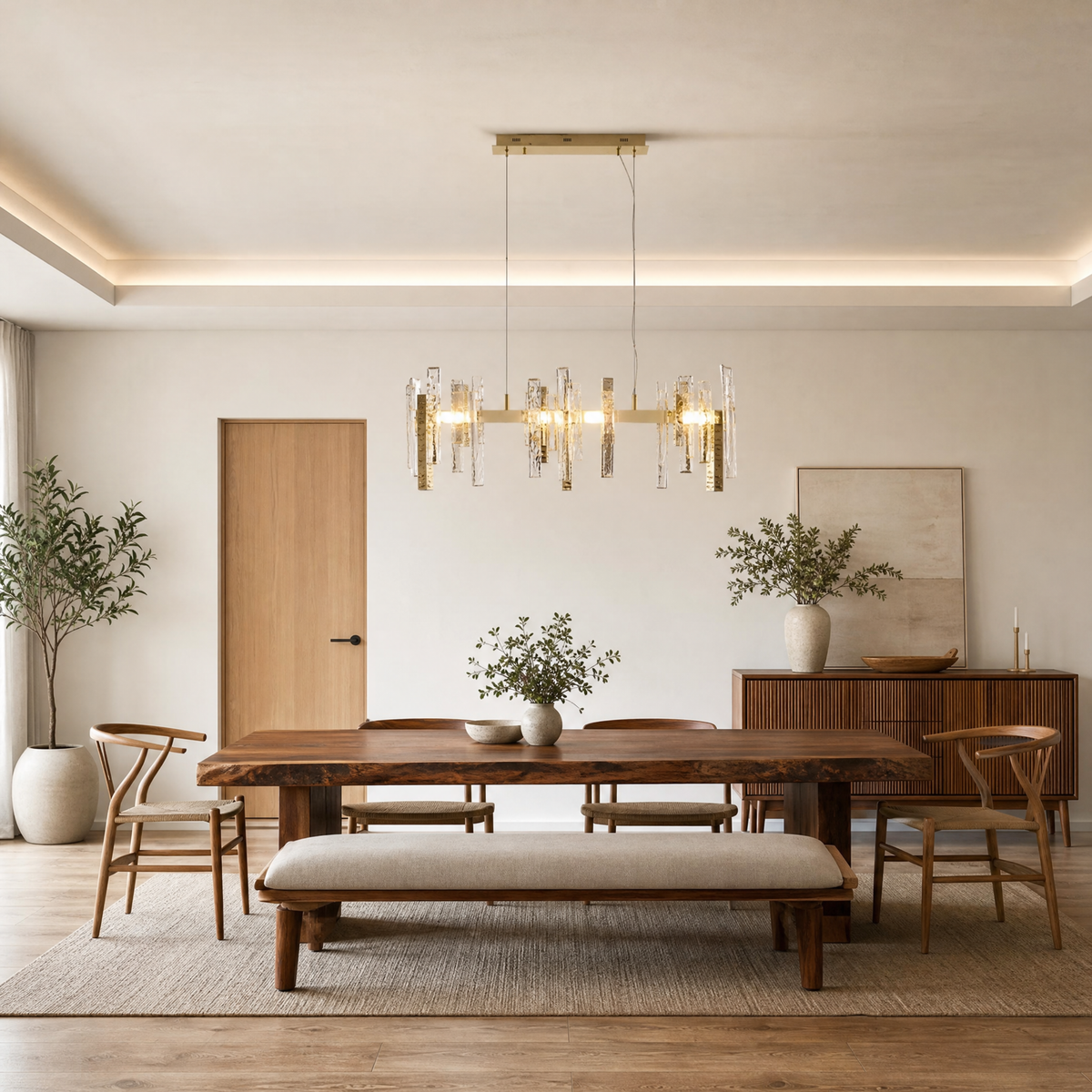 Glacier Textured Glass Linear Chandelier