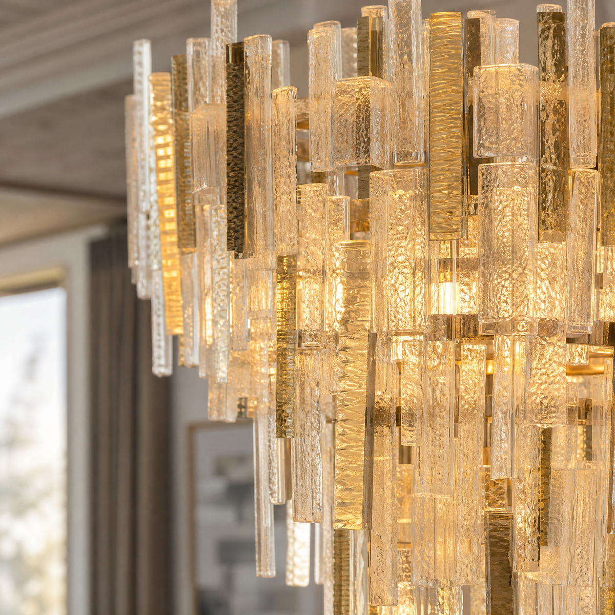 Glacier Textured Glass Round Chandelier