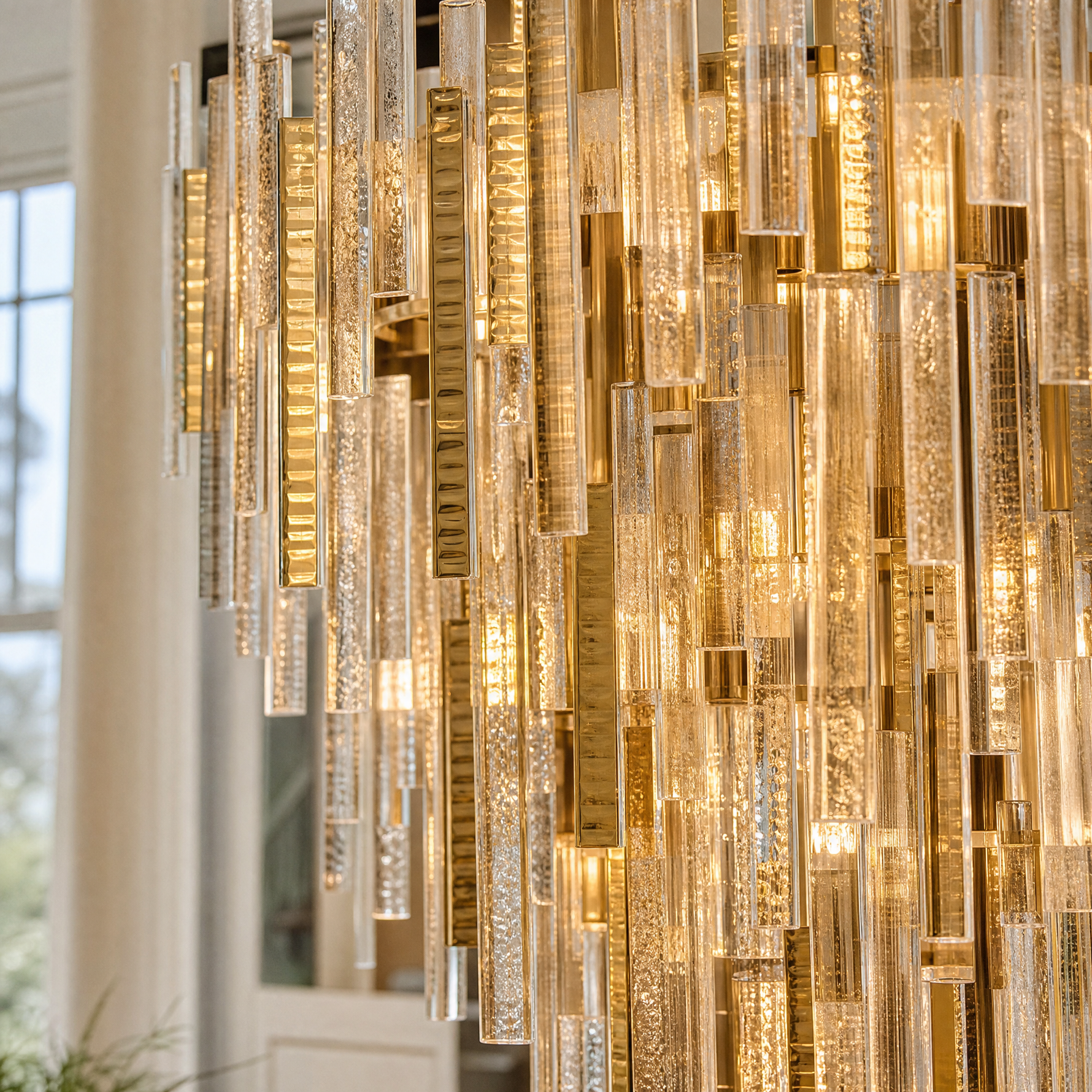 Glacier Textured Glass Round Chandelier