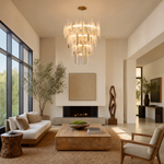 Glacier Textured Glass Round Chandelier