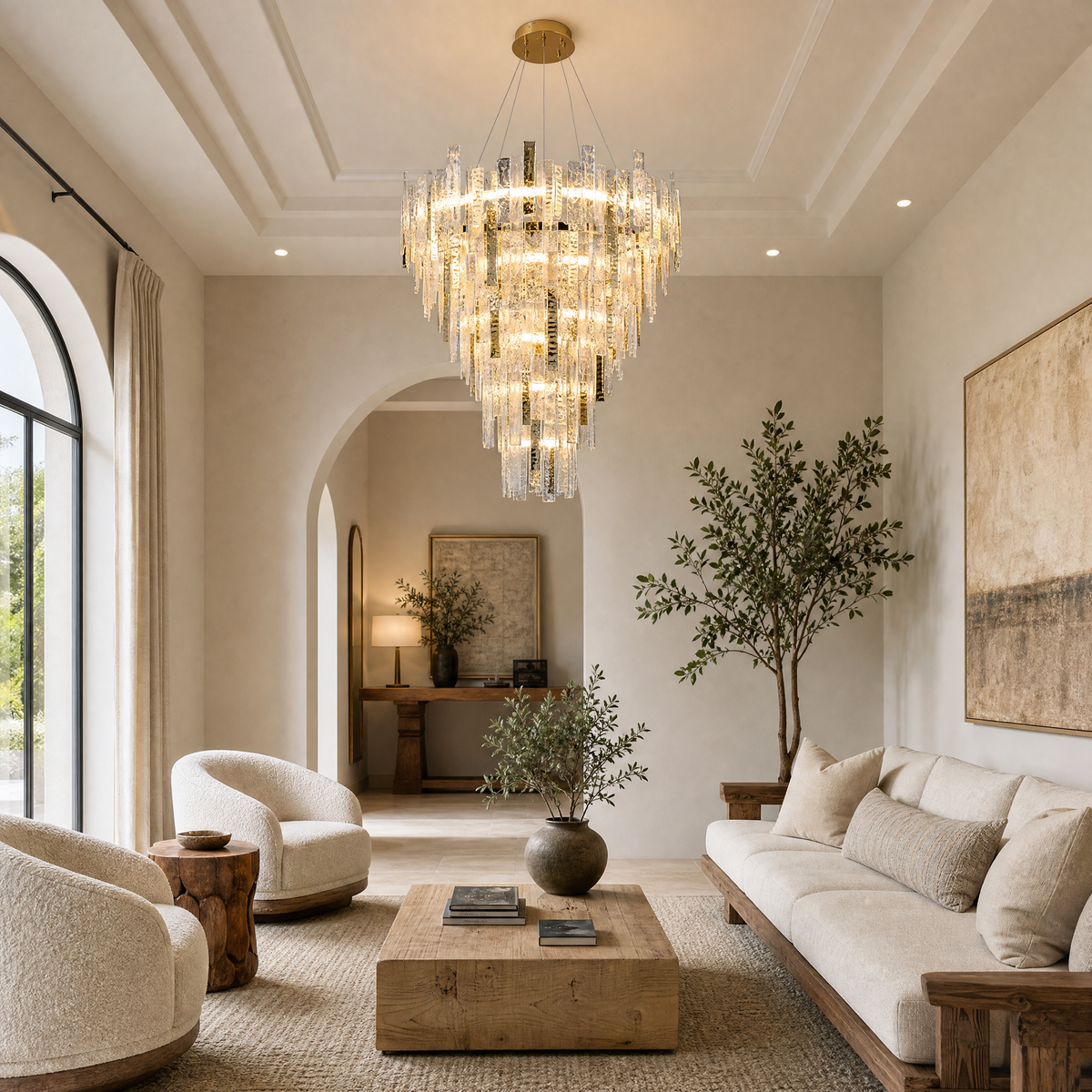 Glacier Textured Glass Round Chandelier