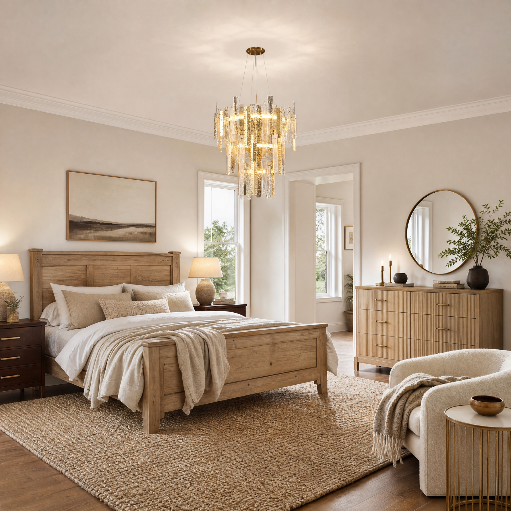 Glacier Textured Glass Round Chandelier