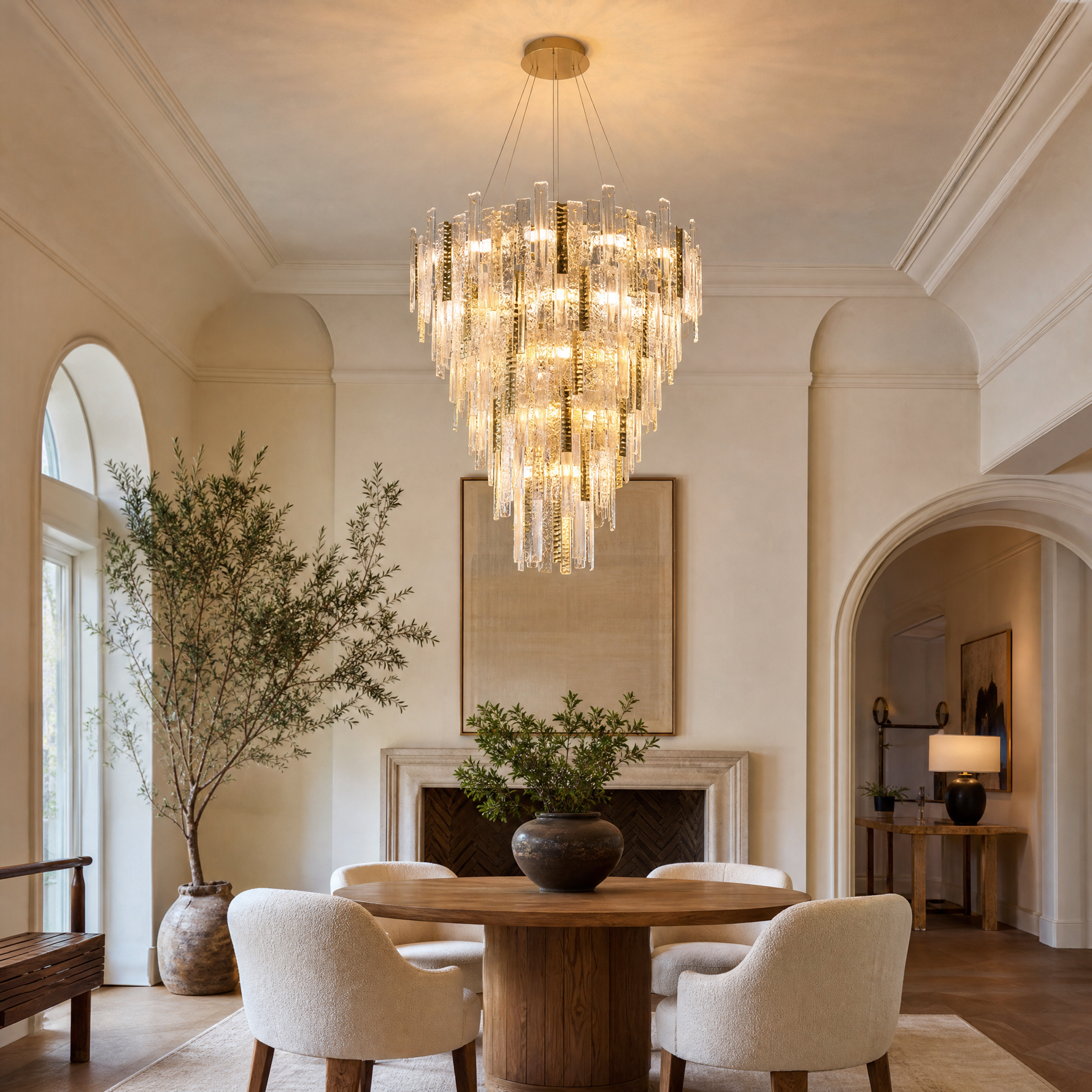 Glacier Textured Glass Round Chandelier