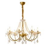 Glamour Pearl Crystal Chandelier with Gold Frame and Clear Shades