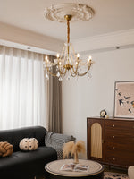 Glamour Pearl Crystal Chandelier with Gold Frame and Clear Shades