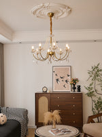 Glamour Pearl Crystal Chandelier with Gold Frame and Clear Shades