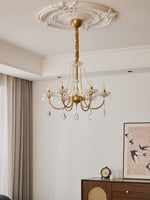 Glamour Pearl Crystal Chandelier with Gold Frame and Clear Shades