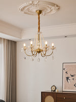Glamour Pearl Crystal Chandelier with Gold Frame and Clear Shades