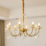 Glamour Pearl Crystal Chandelier with Gold Frame and Clear Shades