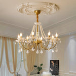 Glamour Pearl Crystal Chandelier with Gold Frame and Clear Shades