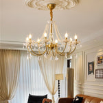 Glamour Pearl Crystal Chandelier with Gold Frame and Clear Shades