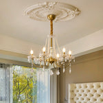 Glamour Pearl Crystal Chandelier with Gold Frame and Clear Shades